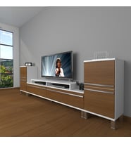 Decoraktiv Ekoflex On2 Mdf Krom Ayaklı Tv Ünitesi Tv Sehpası (Beyaz - Ceviz)