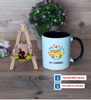 Öğretmenler Günü Hediyesi Kupa Bardak Beyaz ve Fotoğraflı Ahşap Anahtarlık Hediye (Model 11)