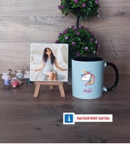 Unicorn Fotoğraflı Dekoratif Taş, Kupa Bardak Beyaz Hediye (Model 11)