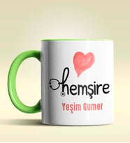 Kişiye Özel Hemşire 2 Tasarımlı Turuncu Kupa Bardak (Yeşil)