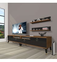 Decoraktiv Eko 220R Mdf Gold Tv Ünitesi Tv Sehpası (Siyah - Ceviz)