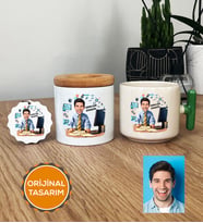 Kişiye Özel Karikatürlü Bilgisayar Mühendisi Hediye Seti T Kupa, Kalemlik, Anahtarlık Erkek Bilgisayar Mühendisine Hediye (Yeşil)