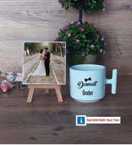 Damat Fotoğraflı Dekoratif Taş, Kupa Bardak Beyaz Hediye (Model 12)