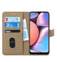 Microsonic Samsung Galaxy A10s Kılıf Fabric Book Wallet (Gold)
