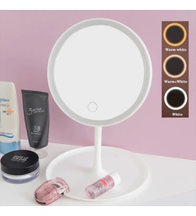 Led Işıklı Dokunmatik Masa Üstü Makyaj Aynası (Beyaz)