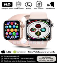Watch 7 Series Akıllı Saat Çift Tuş Aktif Arama Cevaplama Ios Androıd Uyumlu (Pembe)