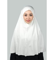 Hazır Türban Peçeli Pratik Eşarp Tesettür Nikaplı Hijab - Namaz Örtüsü Sufle (3XL) (Ekru)