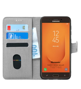 Samsung Galaxy J7 Prime Kılıf Fabric Book Wallet (Gri)