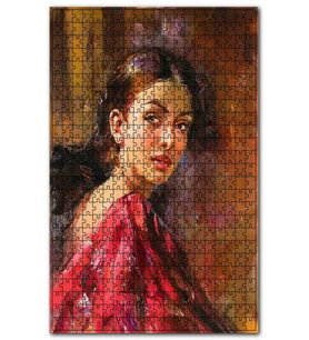 Cakapuzzle Kırmızı Elbiseli Halka Küpeli Çingene Kızı Puzzle Yapboz MDF (Ahşap) (255 Parça)