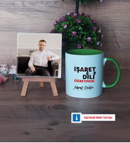 İşaret Dili Öğretmeni Fotoğraflı Dekoratif Taş, Kupa Bardak Beyaz Hediye (Model 14)