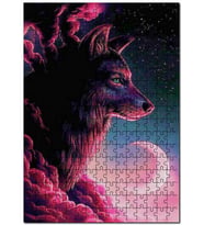 Cakapuzzle Kızıl Kurt Ay Bulutlar ve Yıldızlar Puzzle Yapboz MDF (Ahşap) (255 Parça)