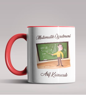 Kişiye Özel Matematik Öğretmeni Tasarımlı Siyah Renk Kupa 2 (Kırmızı)