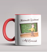 Kişiye Özel Matematik Öğretmeni Tasarımlı Siyah Renk Kupa 2 (Kırmızı)