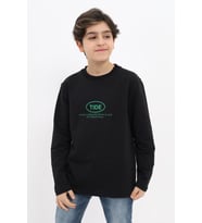 Toontoy Erkek Çocuk Baskılı Sweatshirt (Siyah)