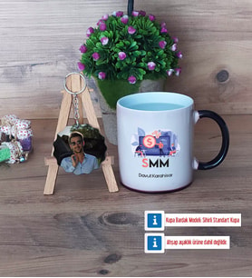 Mali Müşavir Kupa Bardak Beyaz ve Fotoğraflı Ahşap Anahtarlık HediyeMuhasebeciler Günü Hediyesi (Model 9)