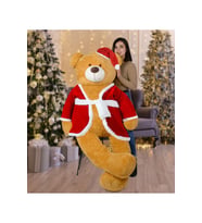 200 Cm Noel Baba Şapkalı - Ceketli Ayıcık Yeni Yıl ,Yılbaşı Hediyesi (Kahverengi)