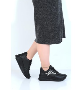 Alens 23-954 Günlük Kadın Sneaker Spor Ayakkabı (Siyah)