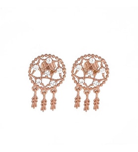 Masaliko Sallantılı Gümüş Küpe Sb1598, 925 Ayar Gümüş Küpe, Modern Trend Küpe, Altın Kaplama Küpe (Rose)