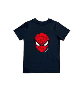Spiderman baskılı örümcek adam pamuklu penye kumaş yazlık çocuk tişört (Siyah)
