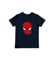 Spiderman baskılı örümcek adam pamuklu penye kumaş yazlık çocuk tişört (Siyah)