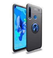 Huawei P40 Lite E Kılıf Yüzüklü Magnetli Ravel Case (Siyah-Mavi)