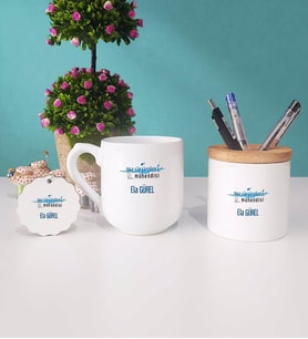 Su Ürünleri Mühendisi Kupa Bardak Kırmızı Kalemlik ve Anahtarlık (Model 9)