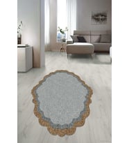 Dijital Baskılı Kaymaz Taban Yıkanabilir Lazer Kesim Salon Halısı Yolluk NLZR-HT-1598 (Gri)