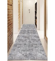Dijital Baskılı Kaymaz Taban Yıkanabilir Modern Yolluk Ve Koridor Halısı NDU-HT-562 (Gri)