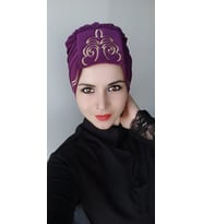 Kadın Şal Desen Bone (Mor)