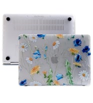 MacBook Pro Kılıf HardCase TouchBar A1707 A1990 Uyumlu Koruyucu Kılıf Flower01NL (Gri - Yeşil)