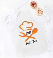 BK Gift Kişiye Özel Chef Tasarımlı Beyaz Mutfak Önlüğü, Aşçı Önlüğü, Şef Önlüğü, Ev Hediyesi, Arkadaşa Hediye-8 (Model 5)