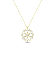 AZURİS 925 AYAR GÜMÜŞ BAGET TAŞLI KAR TANESİ KOLYE (Gold)