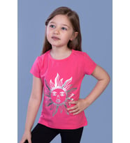 Toontoy Kız Çocuk Güneş Varaklı Tişört (Fuşya)
