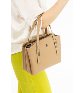Just Polo Kadın Yeni Sezon Büyük Boy 5 Bölmeli El ve Omuz Çantası 26x20cm TR4030 (Vizon)