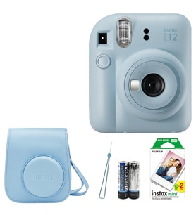Fujifilm İnstax Mini 12 Fotoğraf Makinesi+Askı+pil +20'li film+Çanta (Mavi)