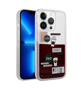Apple iPhone 14 Pro Kılıf Desenli Sıvılı Zore Drink Kahve Tasarımlı Kılıf (Model 2)