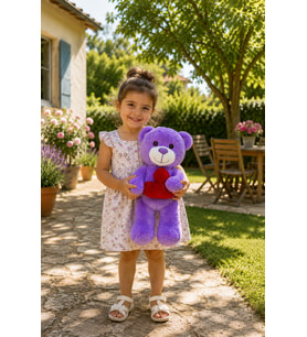50 cm Kalpli Peluş  Sevimli Ayıcık (Lila)