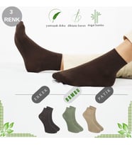 Erkek Bambu Patik Düz Desen Dikişsiz Çorap 3 Çift (Model 5)