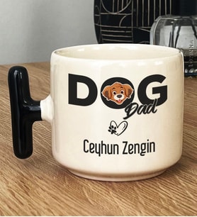 Kişiye Özel Dog Dad Hediye T Kupa Bardak Köpek Babası (Siyah)