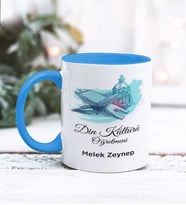 Din Kültürü Öğretmeni Tasarımlı Kişiye Özel Kupa Bardak (Mavi)