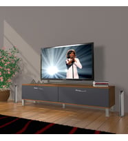 Decoraktiv Eko 140 Mdf Std Krom Ayaklı Tv Ünitesi Tv Sehpası (Antrasit - Ceviz)