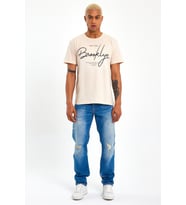 Süperlife Erkek Bisiklet Yaka Standart &Regular Fit Tişort SPR22TS110 (Bej)