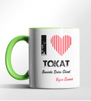 Kişiye Özel Tokat Seninle Daha Güzel Tema Siyah Renk Kupa (Yeşil)