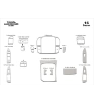Meriç® Toyota Land Cruiser Ön Torpido Kaplama Maun 16 Parça 1998-2003 (Alüminyum)