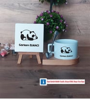 Uykucu Panda Dekoratif Taş, Kupa Bardak Kırmızı Hediye (Model 7)