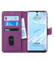 Microsonic Huawei P30 Pro Kılıf Fabric Book Wallet (Mor)