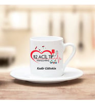 112 Acil Tıp Teknisyeni Türk Kahvesi Fincanı (Beyaz)