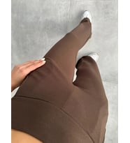 Cepli Yandan Gizli Fermuarlı Likralı Bol Paça Pantolon, 4 Mevsim, Kadın Pantolon (KAHVE)