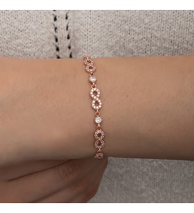 SONSUZLUK ve ZİRKON TAŞ MODEL 925 AYAR GÜMÜŞ BİLEKLİK (Rose)