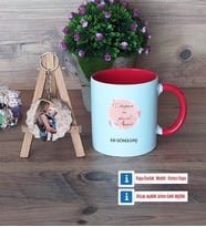 Anneye Doğum Günü Hediyesi Kupa Bardak Beyaz ve Fotoğraflı Ahşap Anahtarlık Hediye (Model 2)